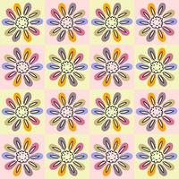 Groovy rainbow daisy retro seamless pattern in 1970s style. vector