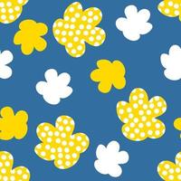 Summer seamless pattern with simple spotted flowers. vector