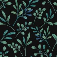 Seamless pattern with leaves on dark background vector