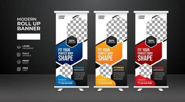 Modern and creative Gym Fitness Roll Up Banner template