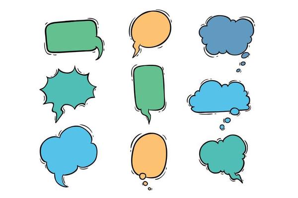 doodle bubble speech or chat collection on white background