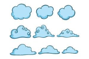 collection of cloud hand drawn or sketch on white background vector