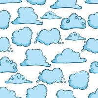 blue clouds in seamless pattern with doodle style vector