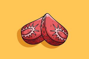 Hand drawn strawberry fruit on orange background vector