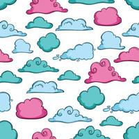 cute cloud seamless pattern with doodle style on white background vector