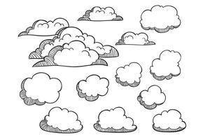 collection of cloud with sketch or hand drawn style vector