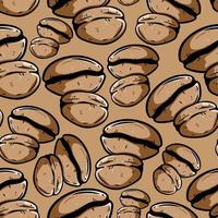 coffee bean seamless pattern with colored hand drawn style vector