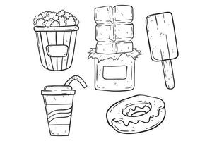 junk food collection with hand drawn style vector