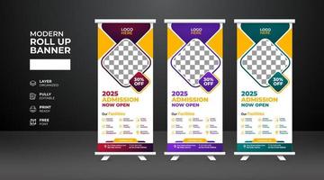 Modern and creative school admission Roll Up Banner template vector