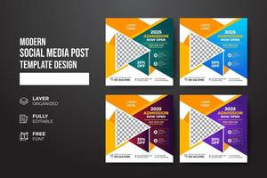 Modern and creative school admission social media post template vector