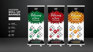 Modern and creative Food and restaurant Roll Up Banner template vector