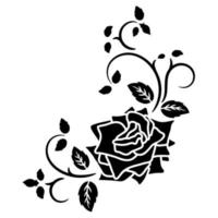 silhouette black rose flower decoration vector