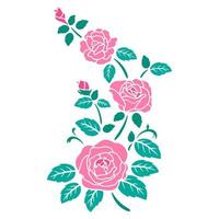 flat rose flower decoration vector