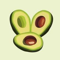 A group of three pieces of Avocado fruit, vector illustration object image.