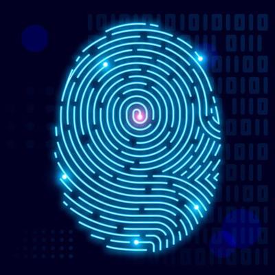 Fingerprint scan Neon light Concept of digital security. design vector.