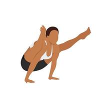 Woman doing Firefly pose tittibhasana exercise. Flat vector illustration isolated on white background