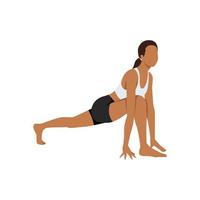 mujer haciendo ejercicio de alanasana de pose de estocada alta. ilustración vectorial plana aislada sobre fondo blanco vector