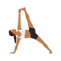 Woman doing full side plank pose vasisthasana exercise. Flat vector illustration isolated on white background