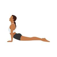 Woman doing upward facing dog pose urdhva muka exercise. Flat vector illustration isolated on white background