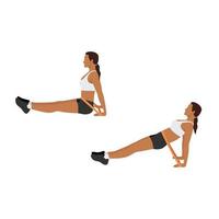 woman doing band reverse plank exercise. Flat vector illustration isolated on white background