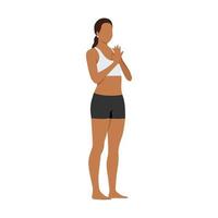 mujer haciendo ejercicio de pose de montaña tadasana. ilustración vectorial plana aislada sobre fondo blanco vector