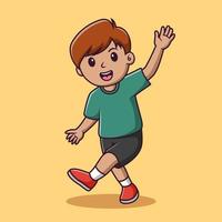 lindo niño pequeño dibujos animados agitando la mano, ilustración de dibujos animados vectoriales, imágenes prediseñadas de dibujos animados vector