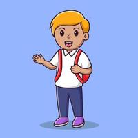 lindo niño pequeño dibujos animados agitando la mano, ilustración de dibujos animados vectoriales, imágenes prediseñadas de dibujos animados vector