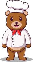 Chef Bear Mascot Cartoon Character, Teddy Bear Cooking Vector Icon Illustration