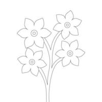 flowers branch line art concept illustration design on isolated white background vector