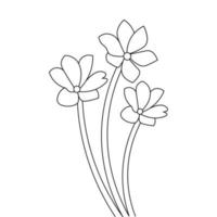 outline natural object flower line art design of botanical element blooming petal vector