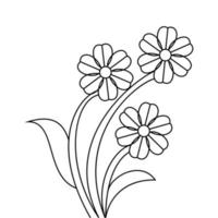 coloring page element hand drawing outline illustration of botany flower vector