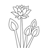 lotus flower coloring page line drawing element outline illustration for kids vector