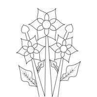 primer plano rama natural flor para colorear elemento de página de ilustración decorativa vector