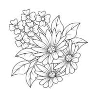 blossom flower template of line art illustration element of printing doodle element vector