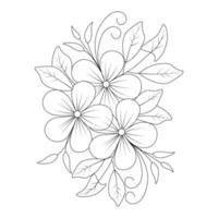 flower with leaves coloring page pencil of vector graphic elements outline