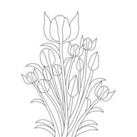 kid blooming coloring page flower element graphic for educational vector design