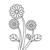 black sketch drawing flower coloring page set of creative blossom vector