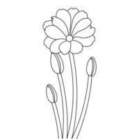 hand drawn graphic of blossom flower coloring page sketch elements vector