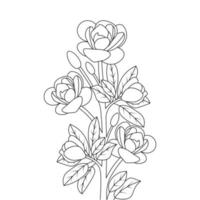 flower line art elements object coloring page isolated on black and white background vector