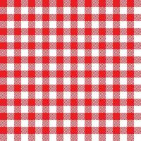 Red and white checkered for picnic blanket or tablecloth.Gingham seamless pattern.Fabric geometric background.Plaid paper.Retro textile or texture.Italian style.Flat design.Vector illustration. vector