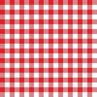 Red and white checkered for picnic blanket or tablecloth.Gingham seamless pattern.Fabric geometric background.Plaid paper.Retro textile or texture.Italian style.Flat design.Vector illustration. vector