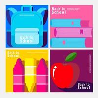 back to school, square template banner, concept vector illustration