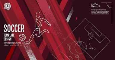 Soccer Layout template design, football, red magenta tone, sport background vector