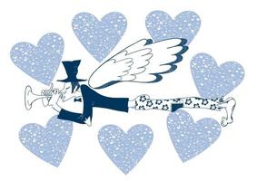 Blue a musician with a flute and wings. Saint Valentine
