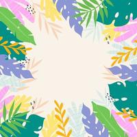 Summer tropical background with leaves and plants vector