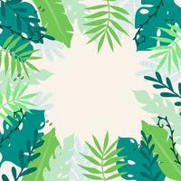 Summer tropical background with leaves and plants vector
