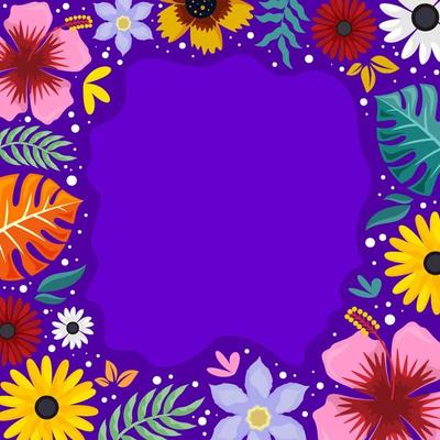 Colorful Summer Floral Frame Background