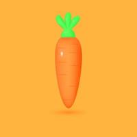 Carrot 3d vector illustration isolated on orange background