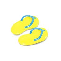 Beach sandals yellow with blue, flip flops on white background, 3d vector illustration