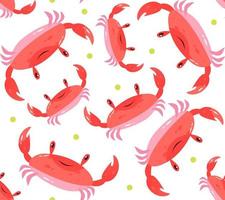 Seamless pattern with cartoon crab. Children's pattern. Vector illustration